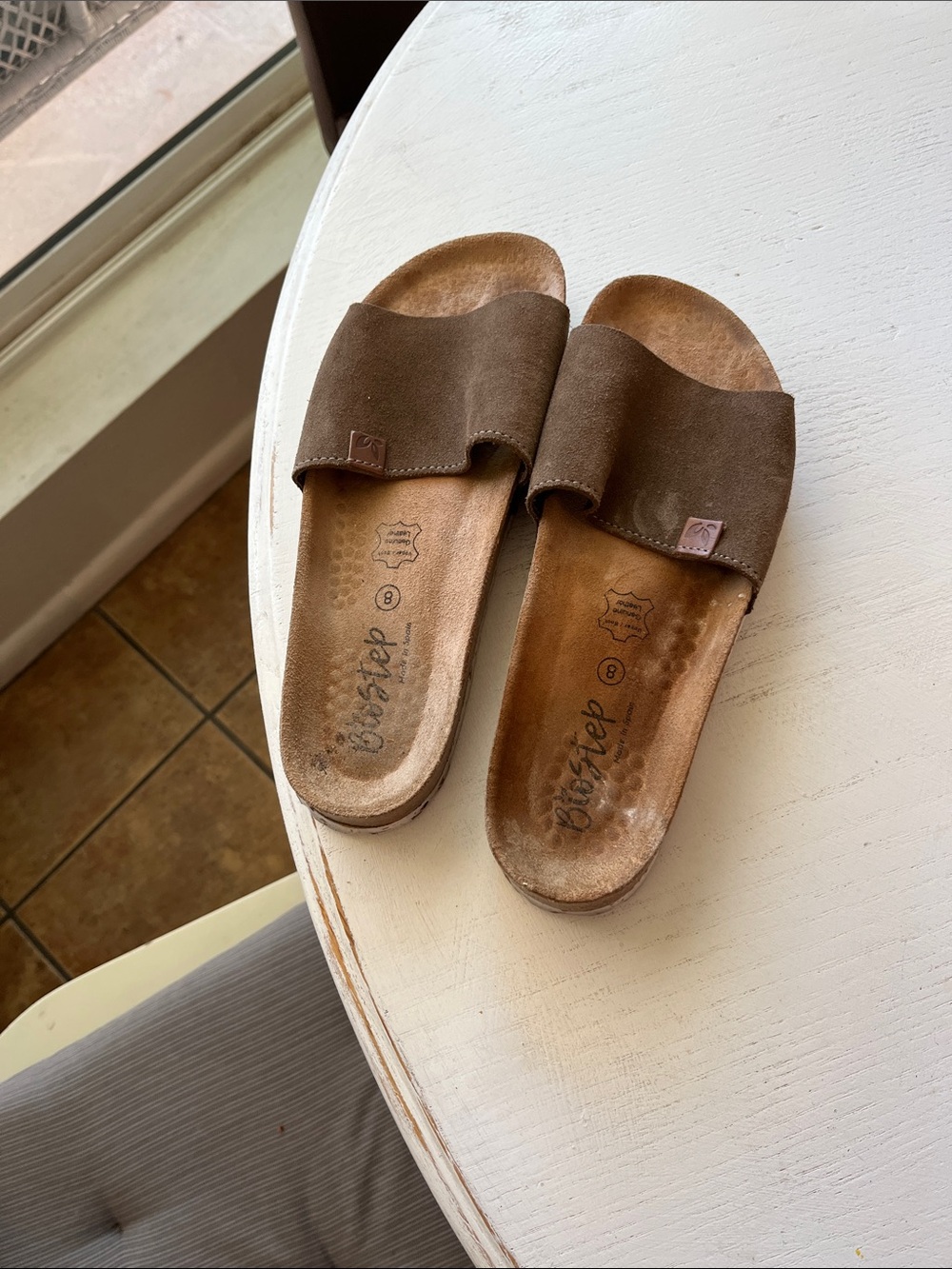Biostep Brown Suede Slide Sandals  Size 8